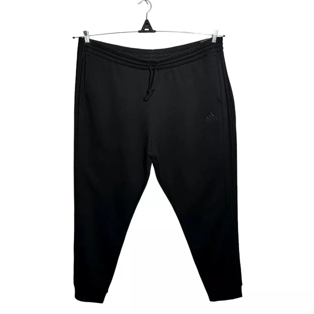 adidas Men's Fleece 3-Stripe Sweatpants 4XL Tall (48x37) Solid Black Tapered Leg